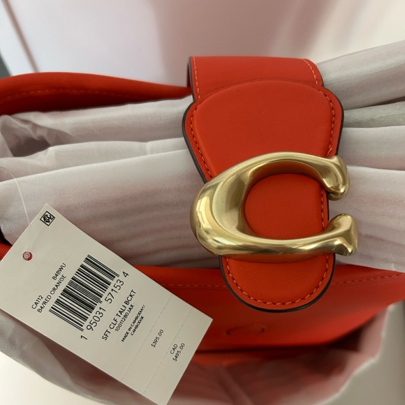 ❤️TALI BUCKET COACH LEATHER BAG❤️ RED/ORANGE - Picture 3 of 7